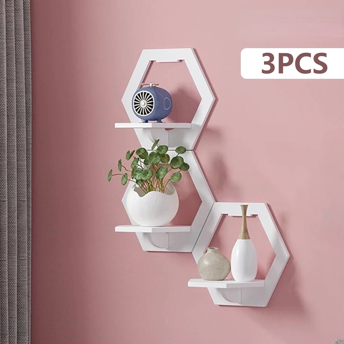 Home Bar Shelves - Estante de pared hexagonal sin perforaciones,
