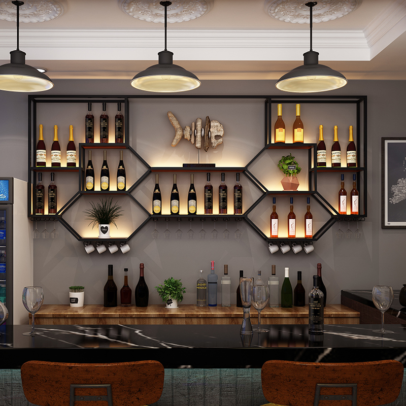 Home Bar Shelves - Estantes de Metal, gabinete de vino,