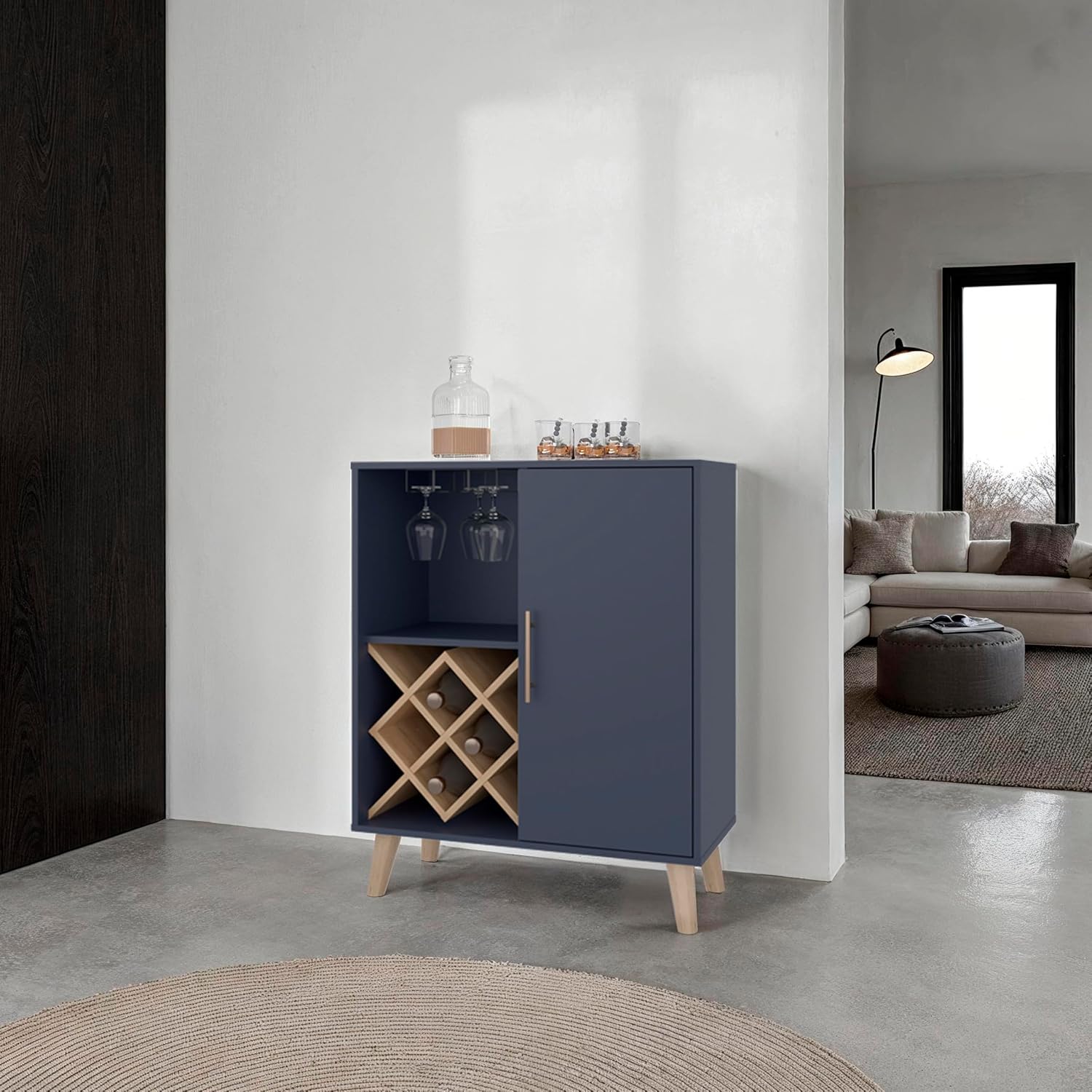 Home Bar Shelves - Mueble Bar Azul Roble con 4