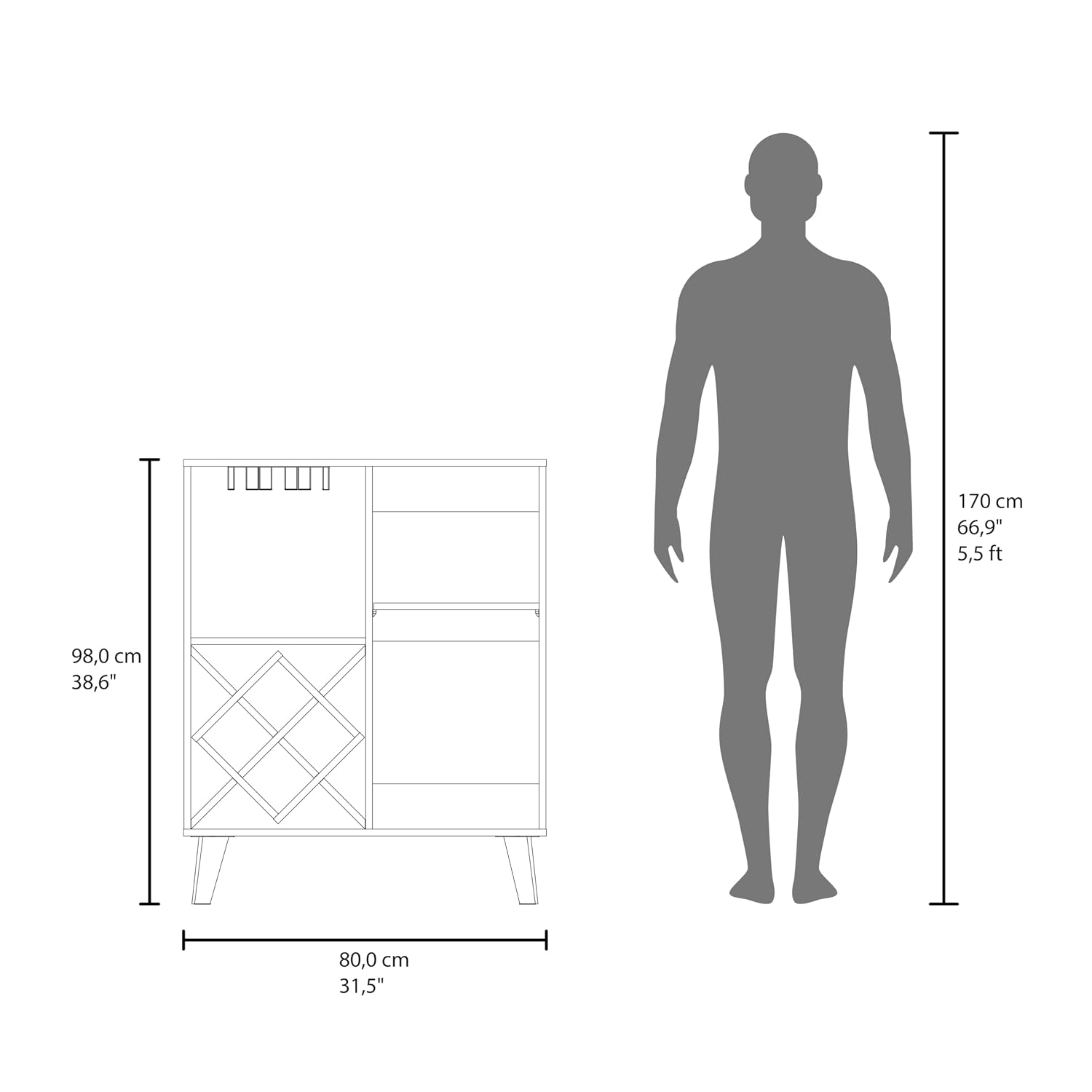 Mueble Bar Azul Roble con 4 Es - Home Bar Shelves reseña y precio